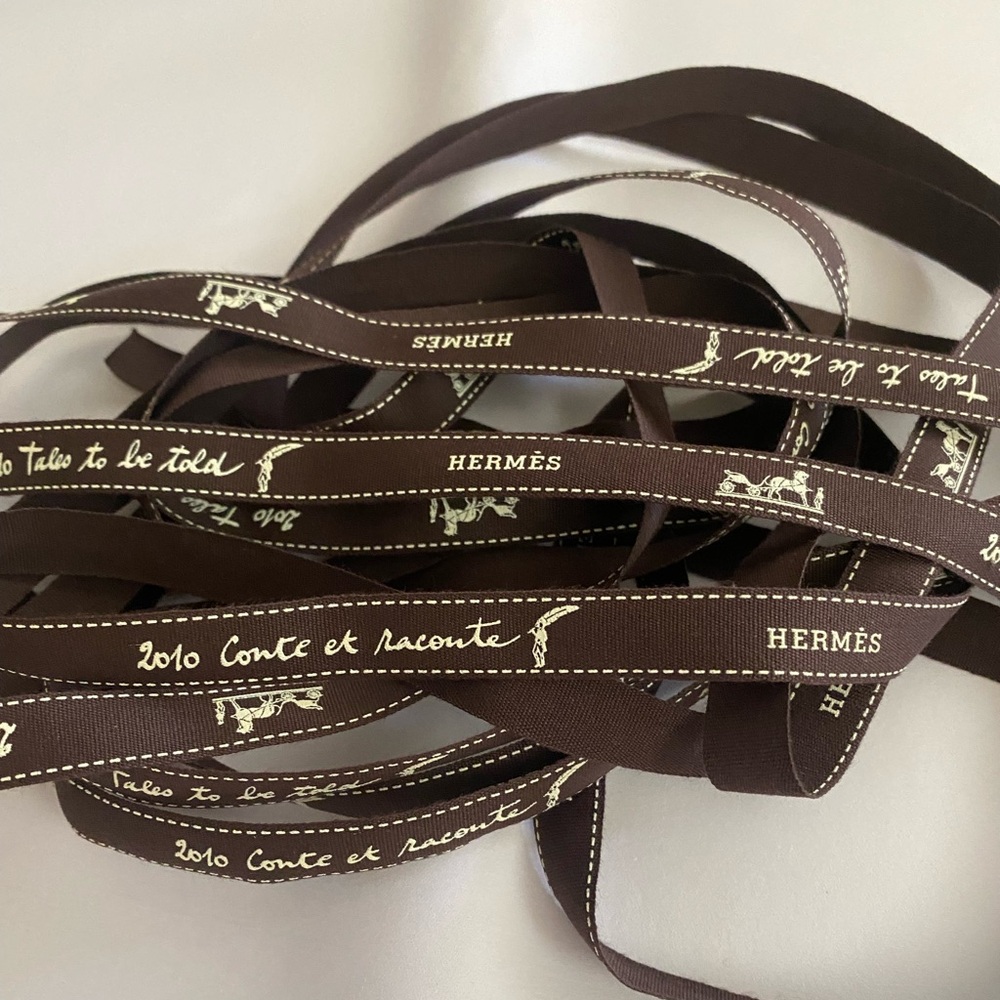 3 Yards Hermès Brown Logo Ribbon